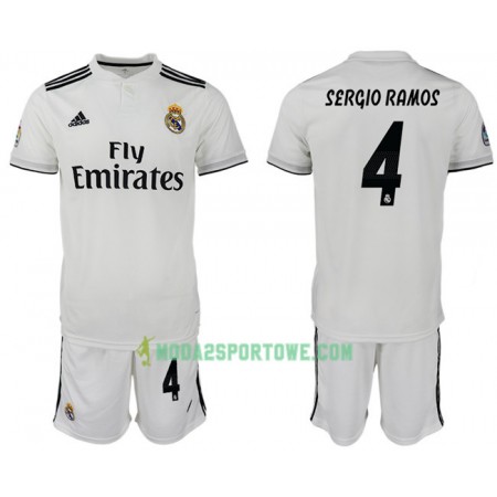 Koszulka Real Madryt SERGIO RAMOS 4 Dziecięcy Domowe Stroje Piłkarskie 2018/19 Krótki Rękaw